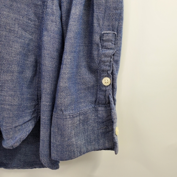 Lucky Brand Blue Chambray Button Up Shirt Minimal Poplin - Picture 5 of 7